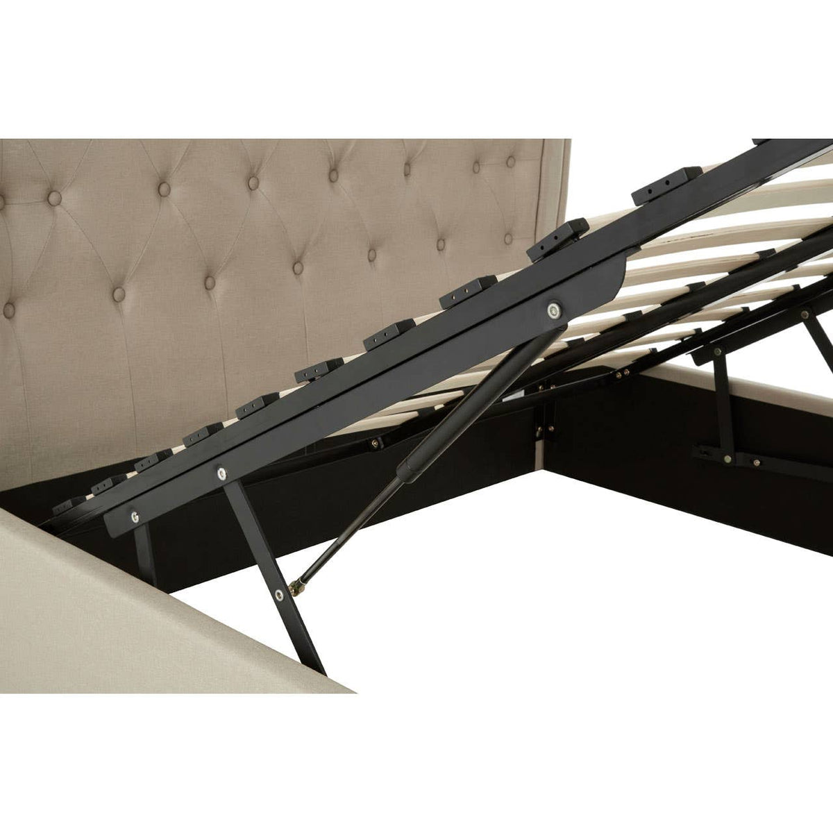 Edison Beige Double Ottoman Bed.