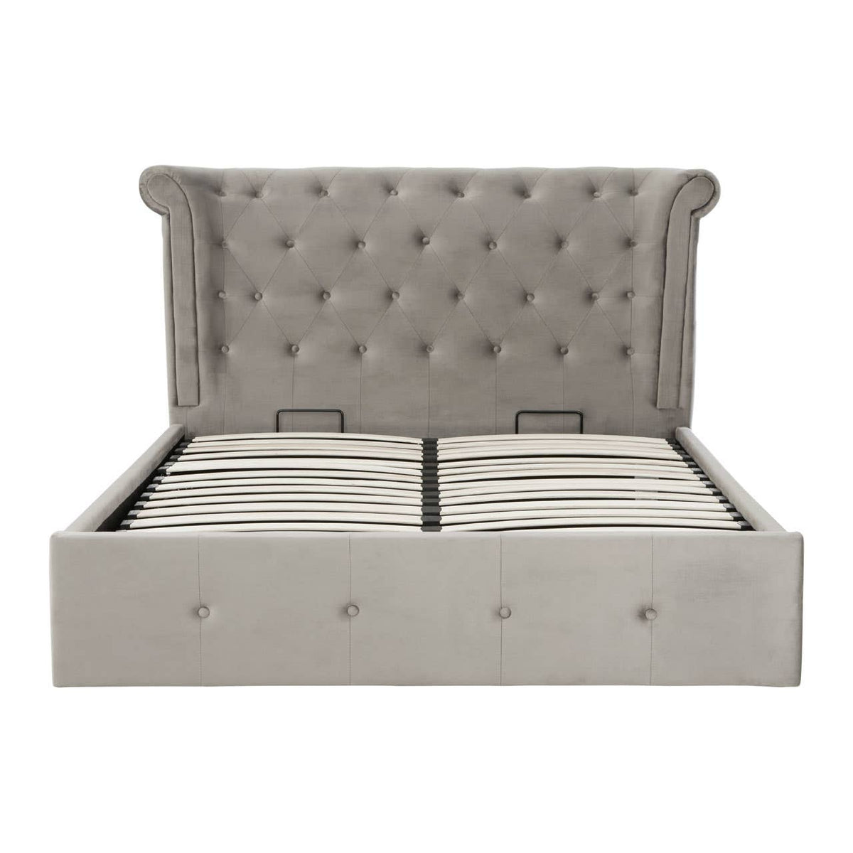 Edison Kingsize Grey Brush Velvet Ottoman Bed.
