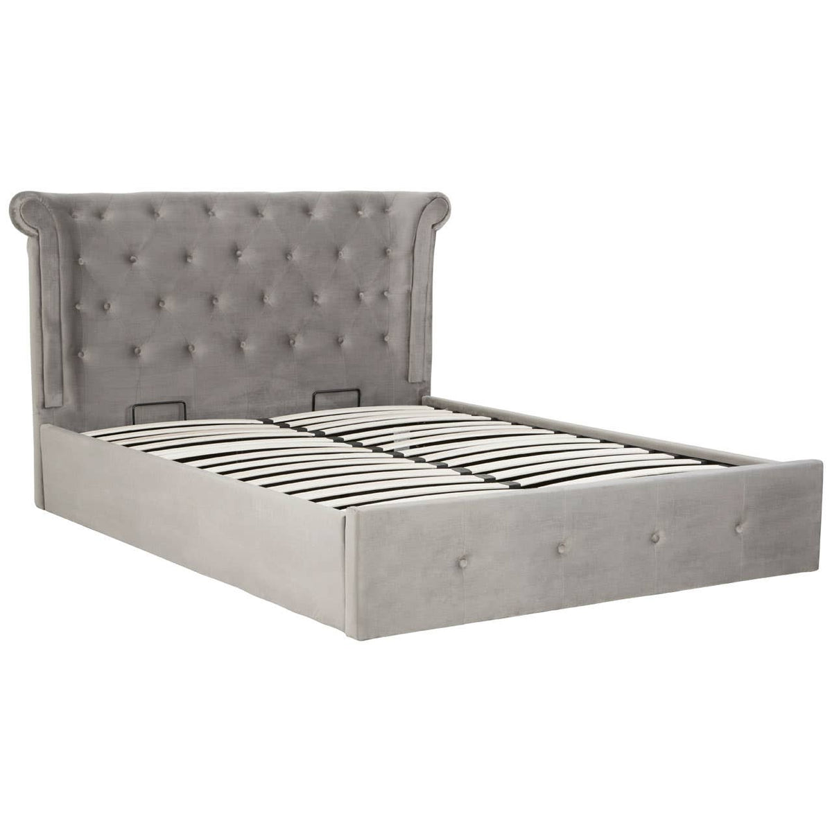 Edison Kingsize Grey Brush Velvet Ottoman Bed.