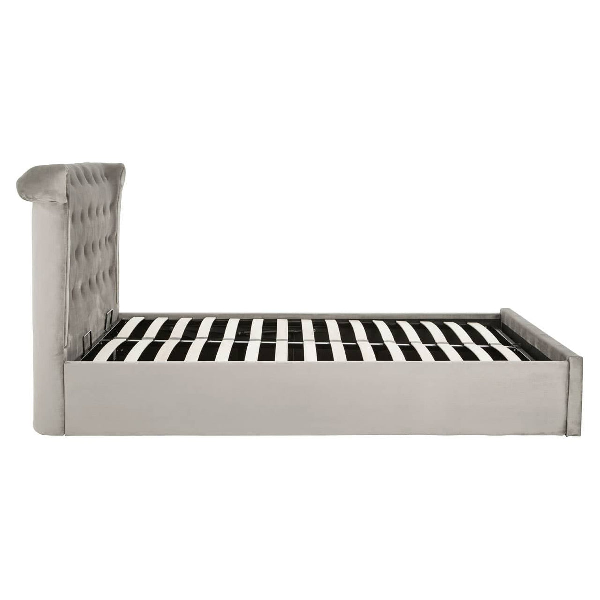 Edison Kingsize Grey Brush Velvet Ottoman Bed.