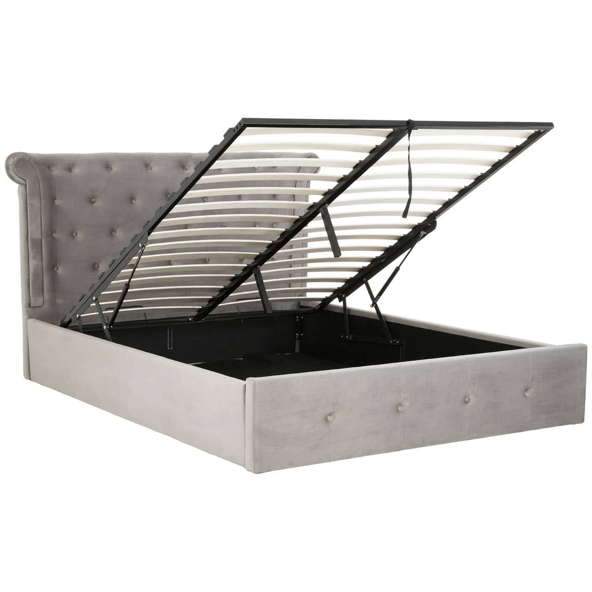 Edison Kingsize Grey Brush Velvet Ottoman Bed.