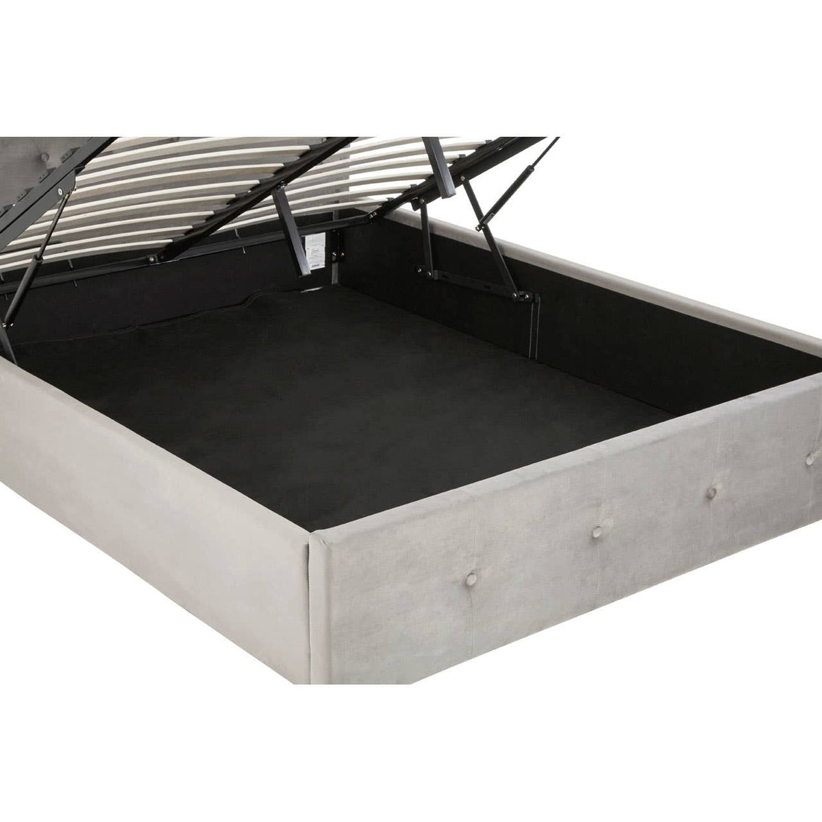 Edison Kingsize Grey Brush Velvet Ottoman Bed.