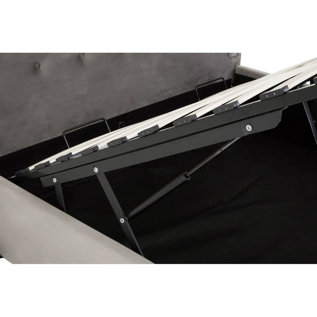 Edison Kingsize Grey Brush Velvet Ottoman Bed.