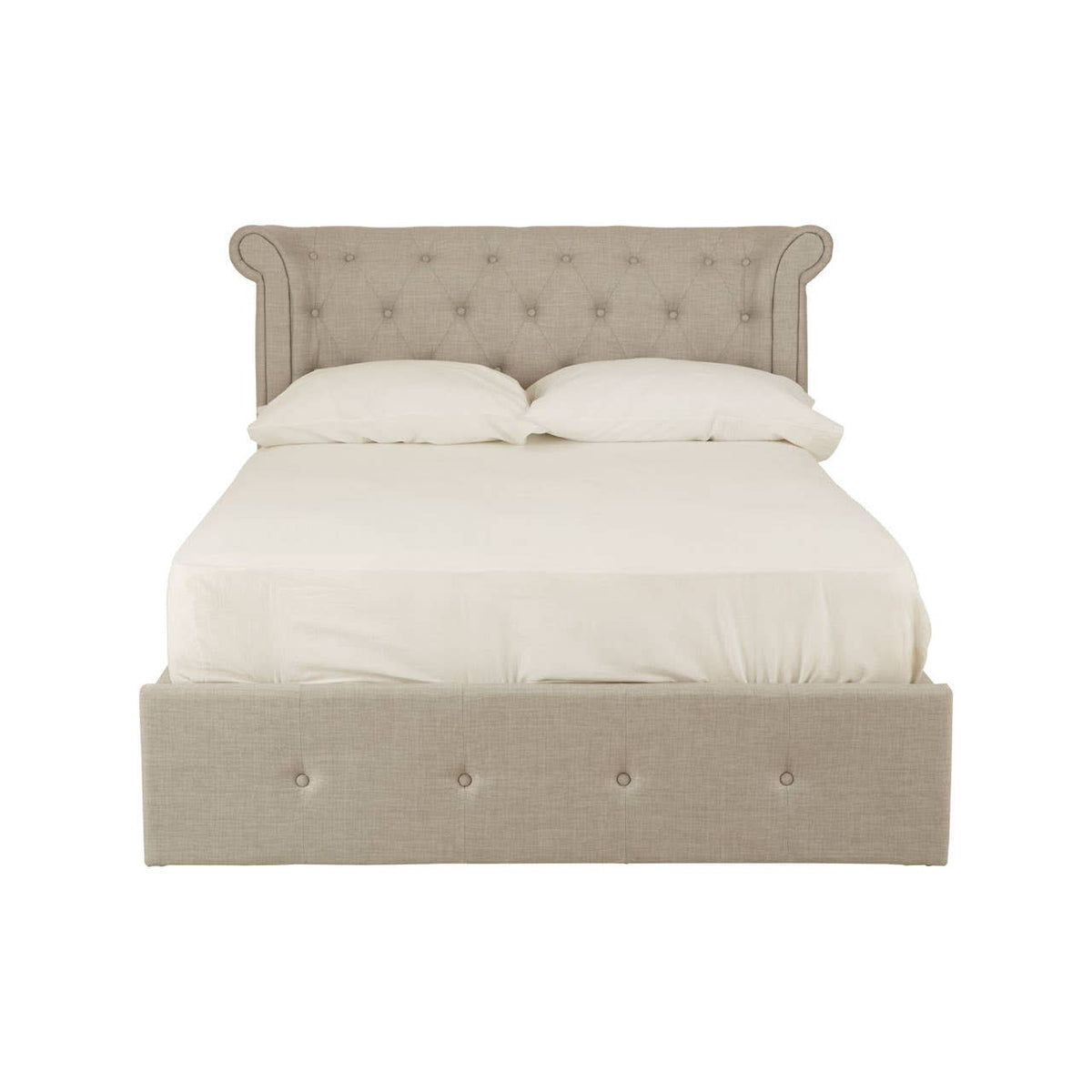 Edison Light Grey Double Ottoman Bed.