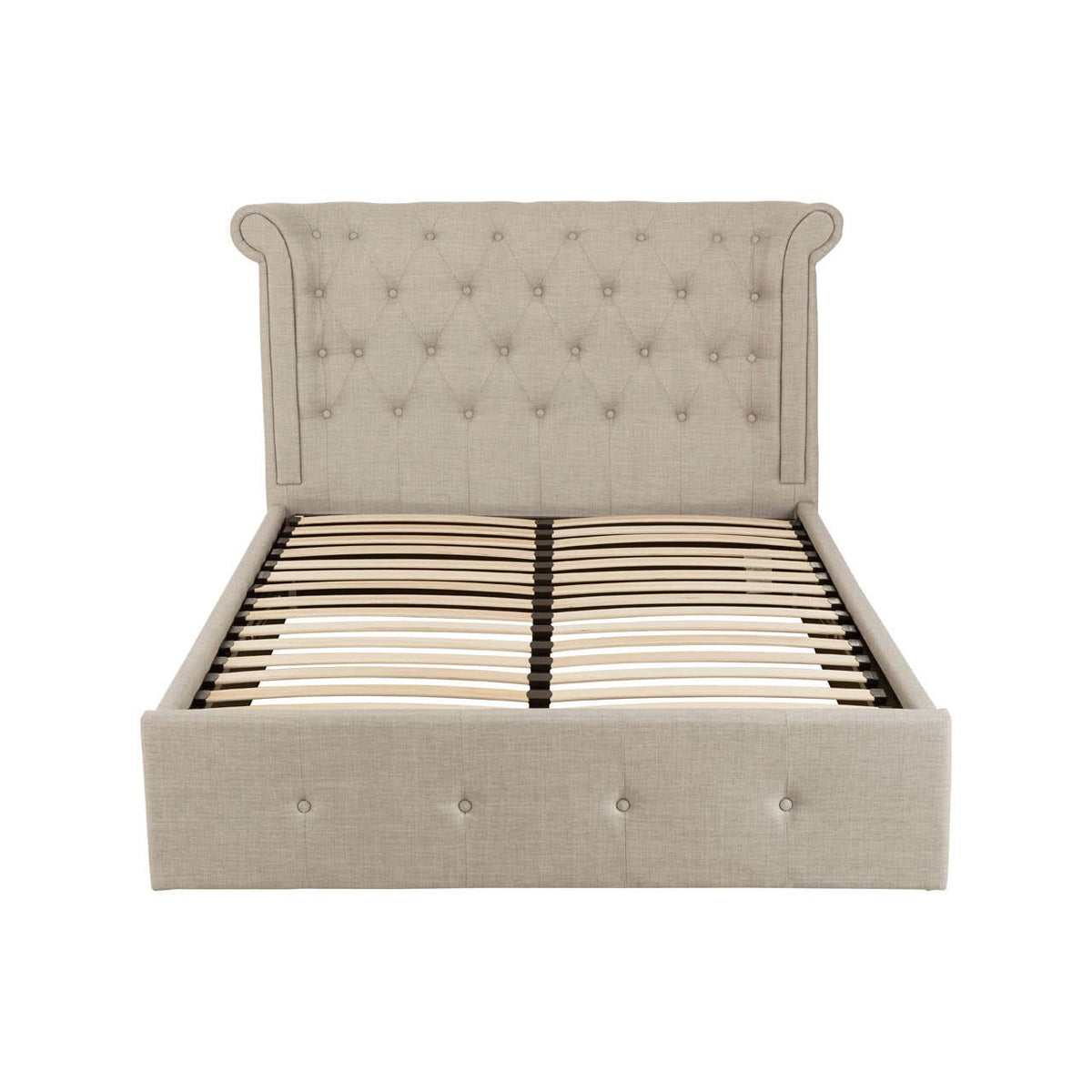 Edison Light Grey Double Ottoman Bed.