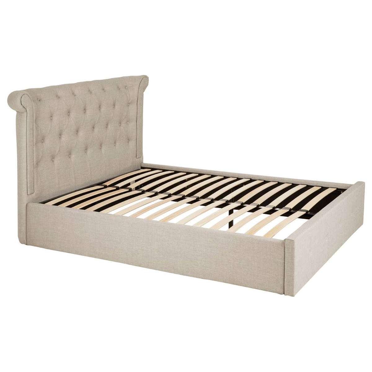 Edison Light Grey Double Ottoman Bed.