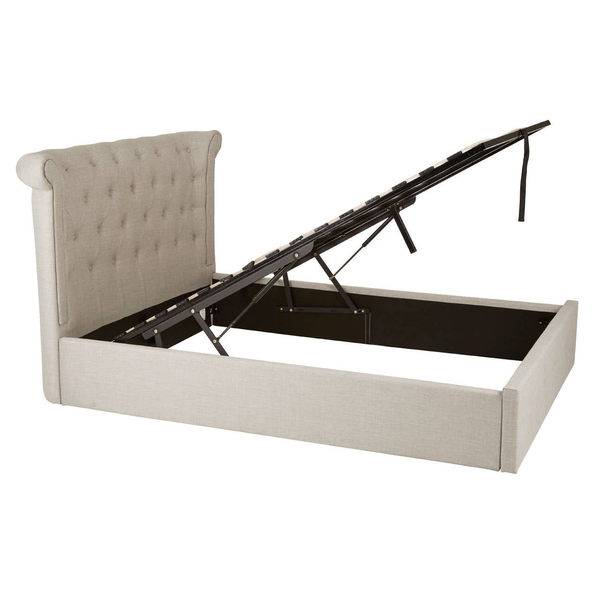 Edison Light Grey Double Ottoman Bed.