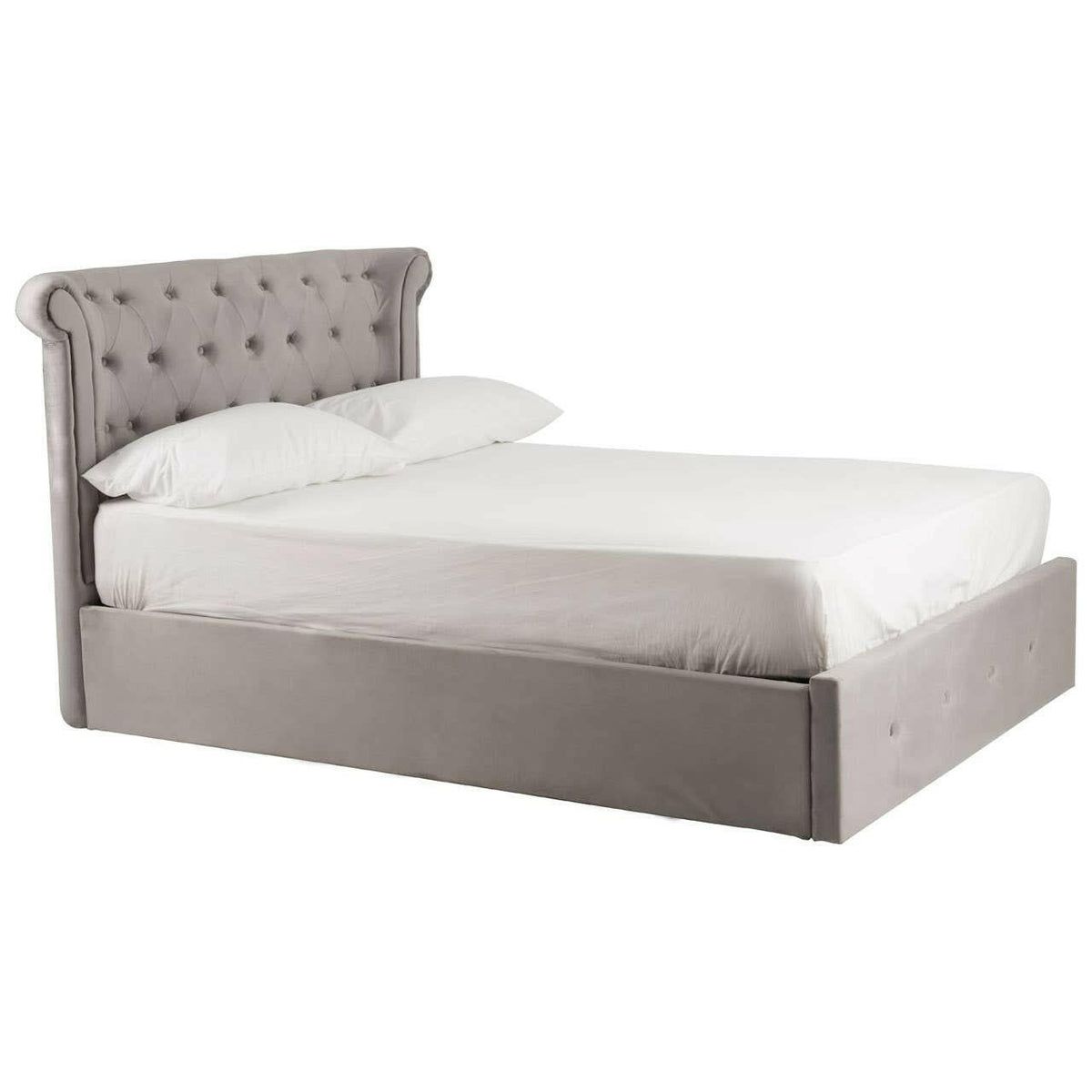 Edison Steel Velvet Double Ottoman Bed.