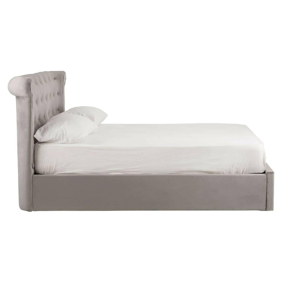 Edison Steel Velvet Double Ottoman Bed.