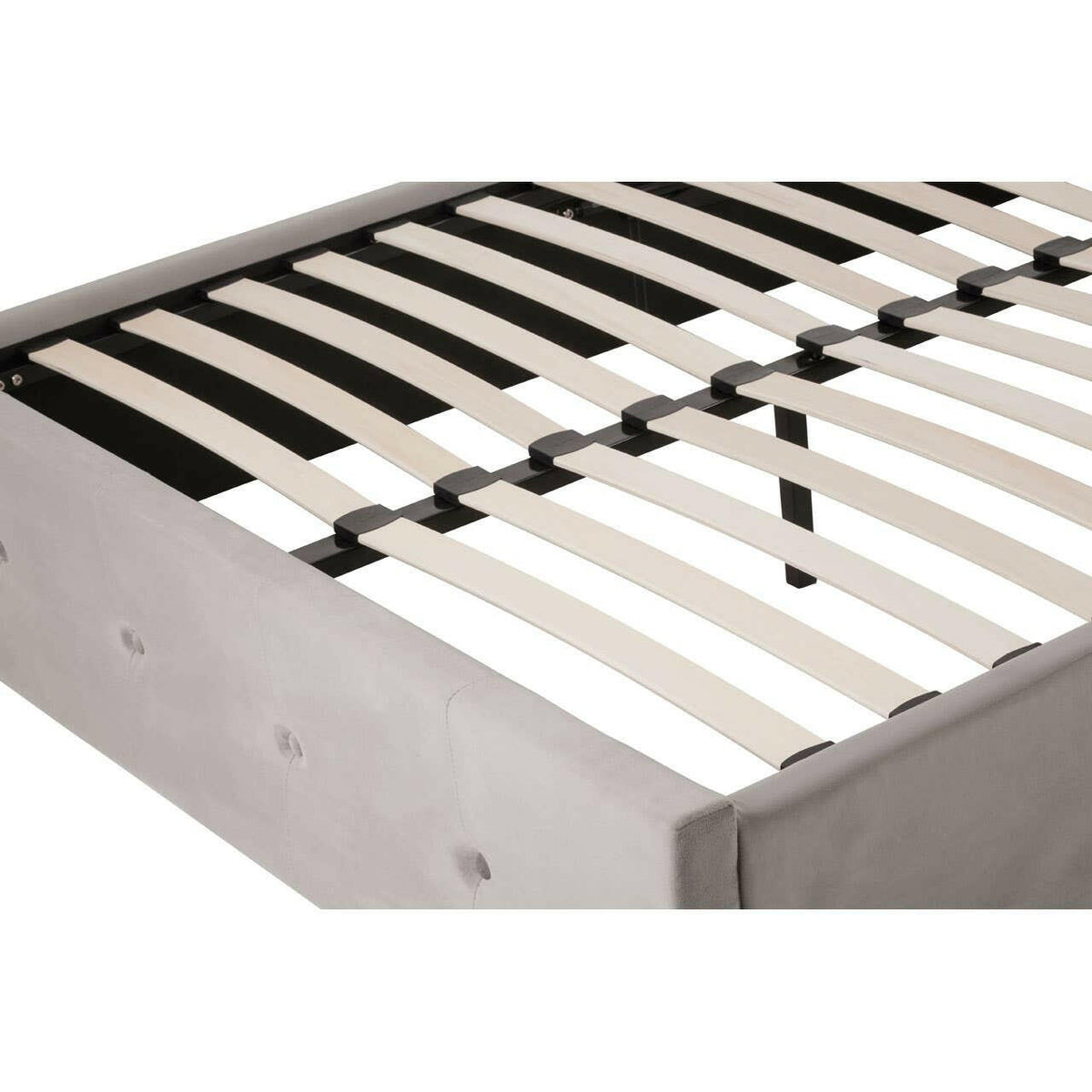 Edison Steel Velvet Double Ottoman Bed.