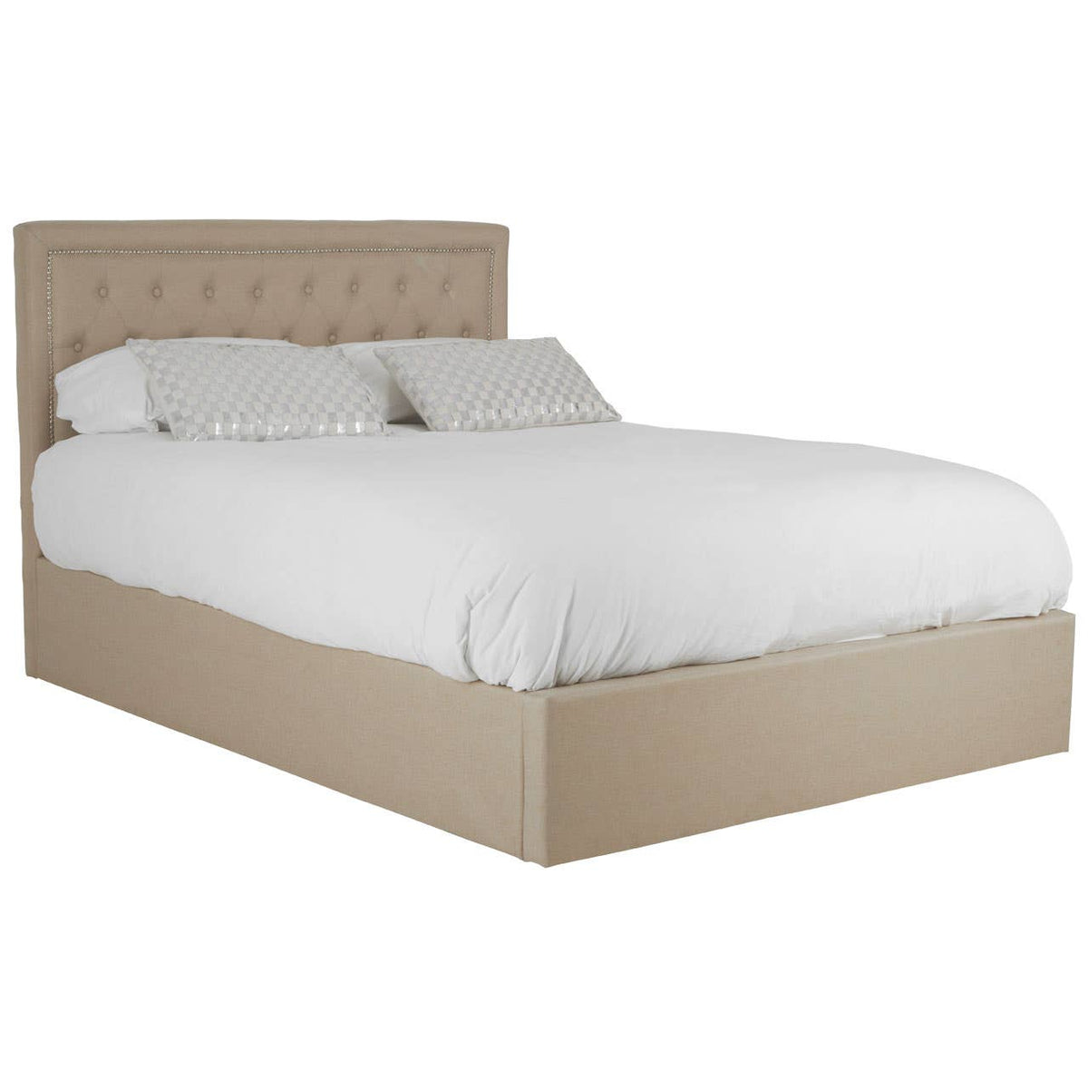 Hannah Beige Double Ottoman Bed.