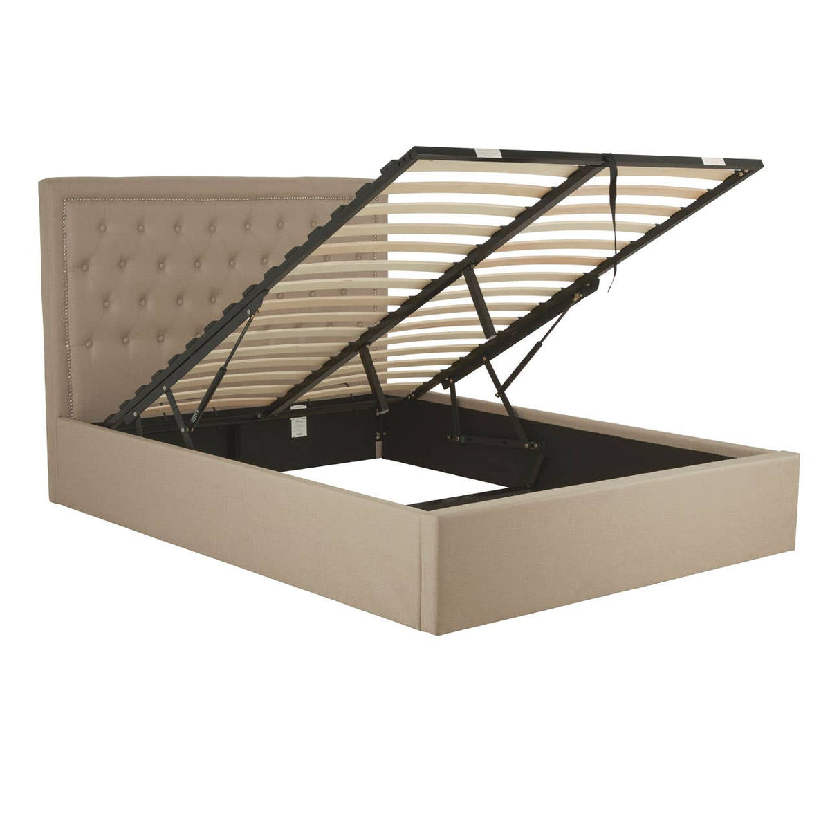 Hannah Beige Double Ottoman Bed.