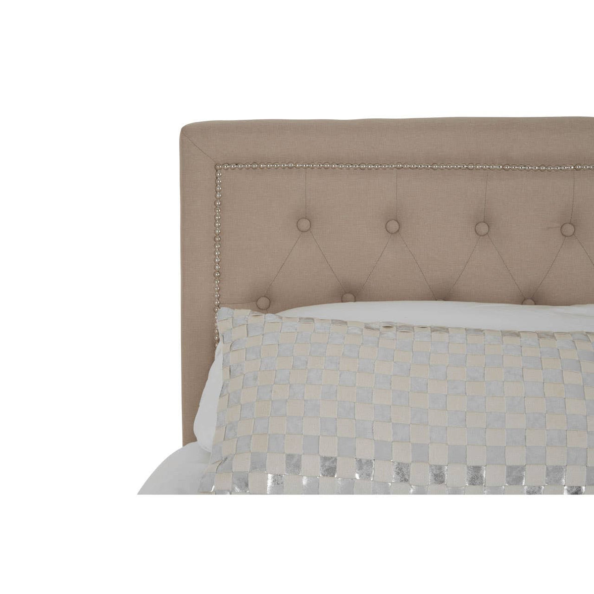 Hannah Beige Double Ottoman Bed.