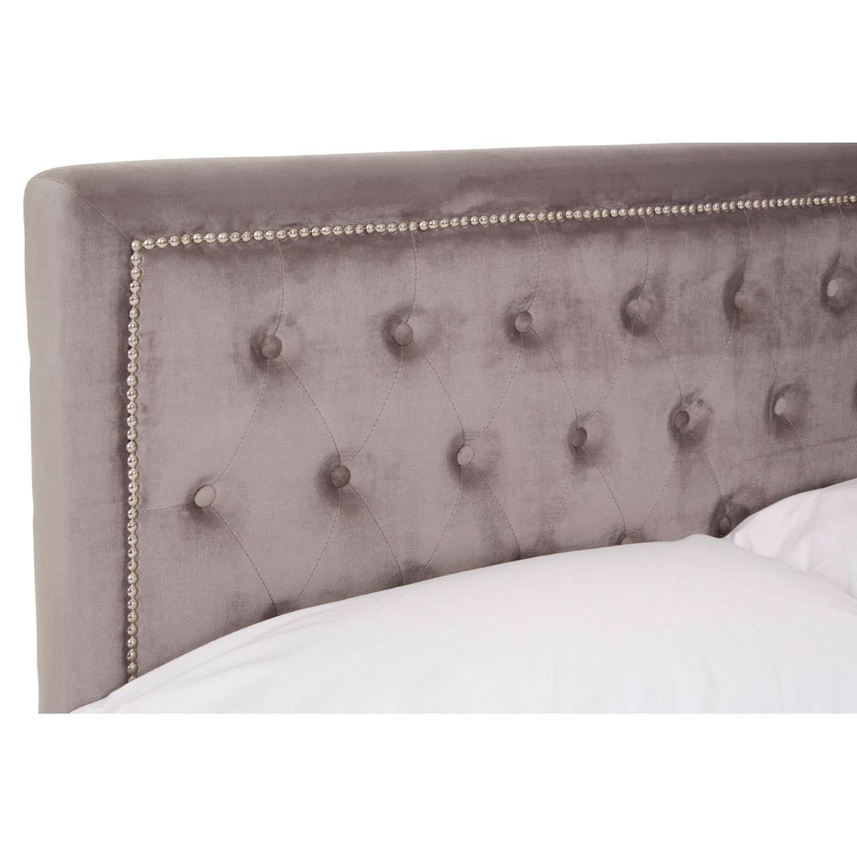 Hannah Brushed Steel Velet Double Bed.