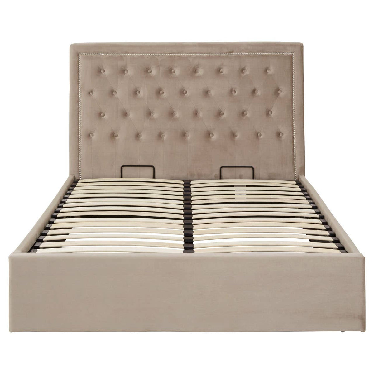 Hannah Mink Velvet Double Ottoman Bed.