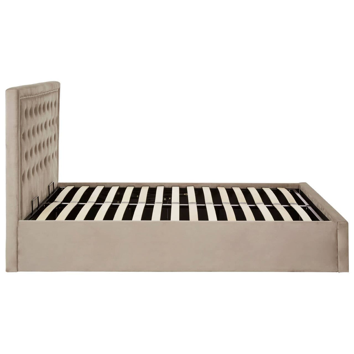 Hannah Mink Velvet Double Ottoman Bed.