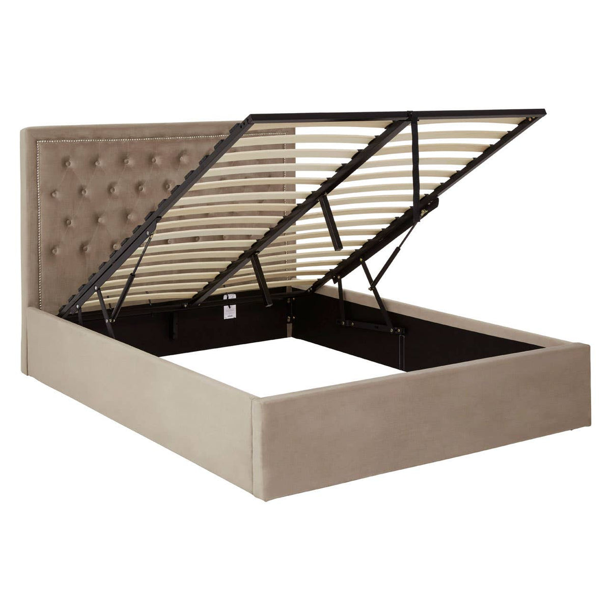 Hannah Mink Velvet Double Ottoman Bed.