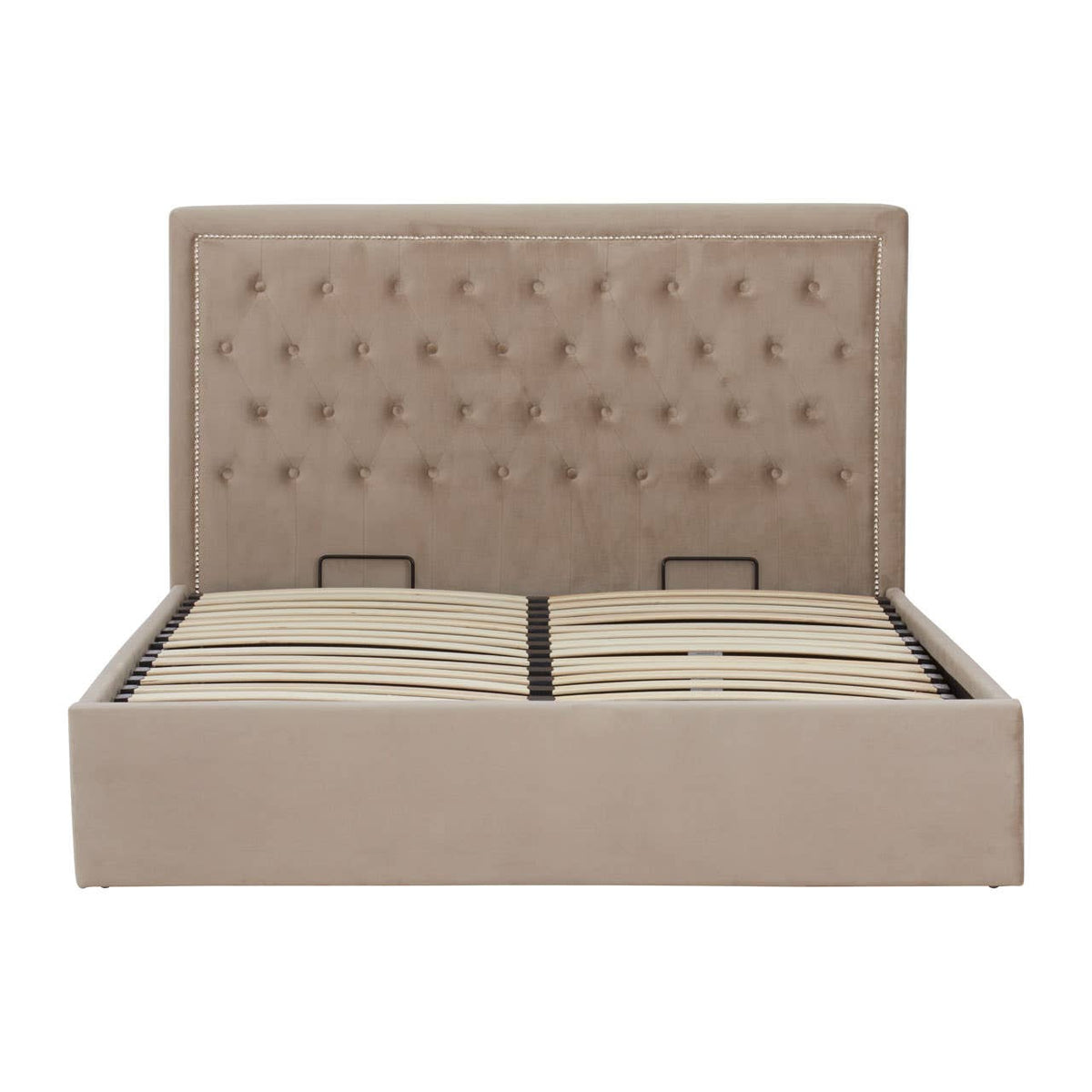 Hannah Mink Velvet Double Ottoman Bed.