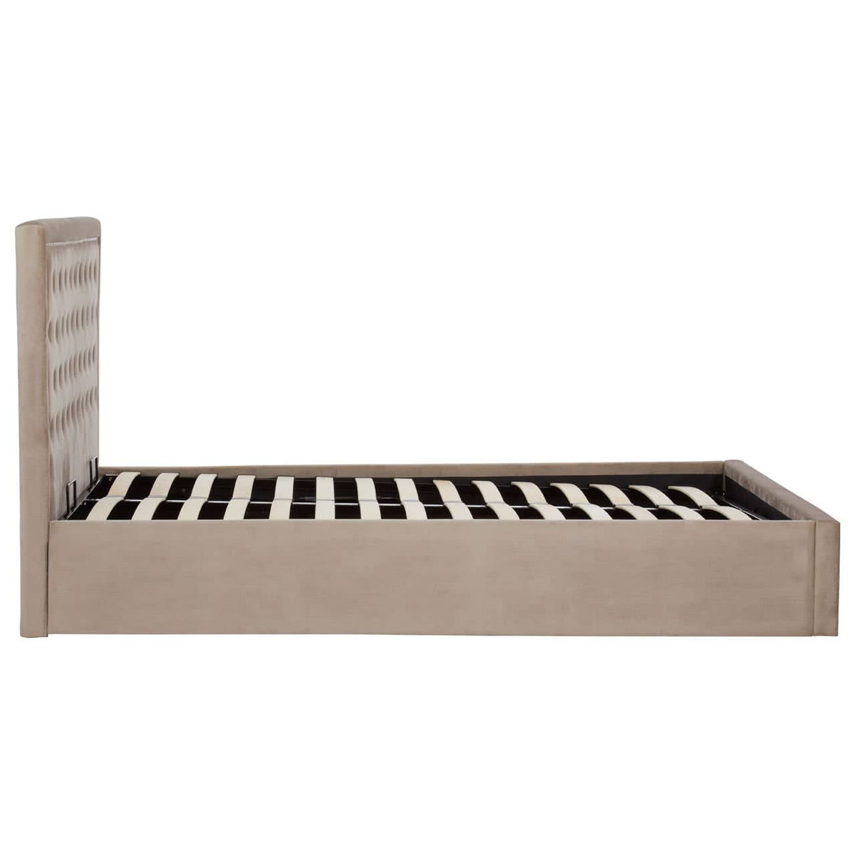 Hannah Mink Velvet Double Ottoman Bed.