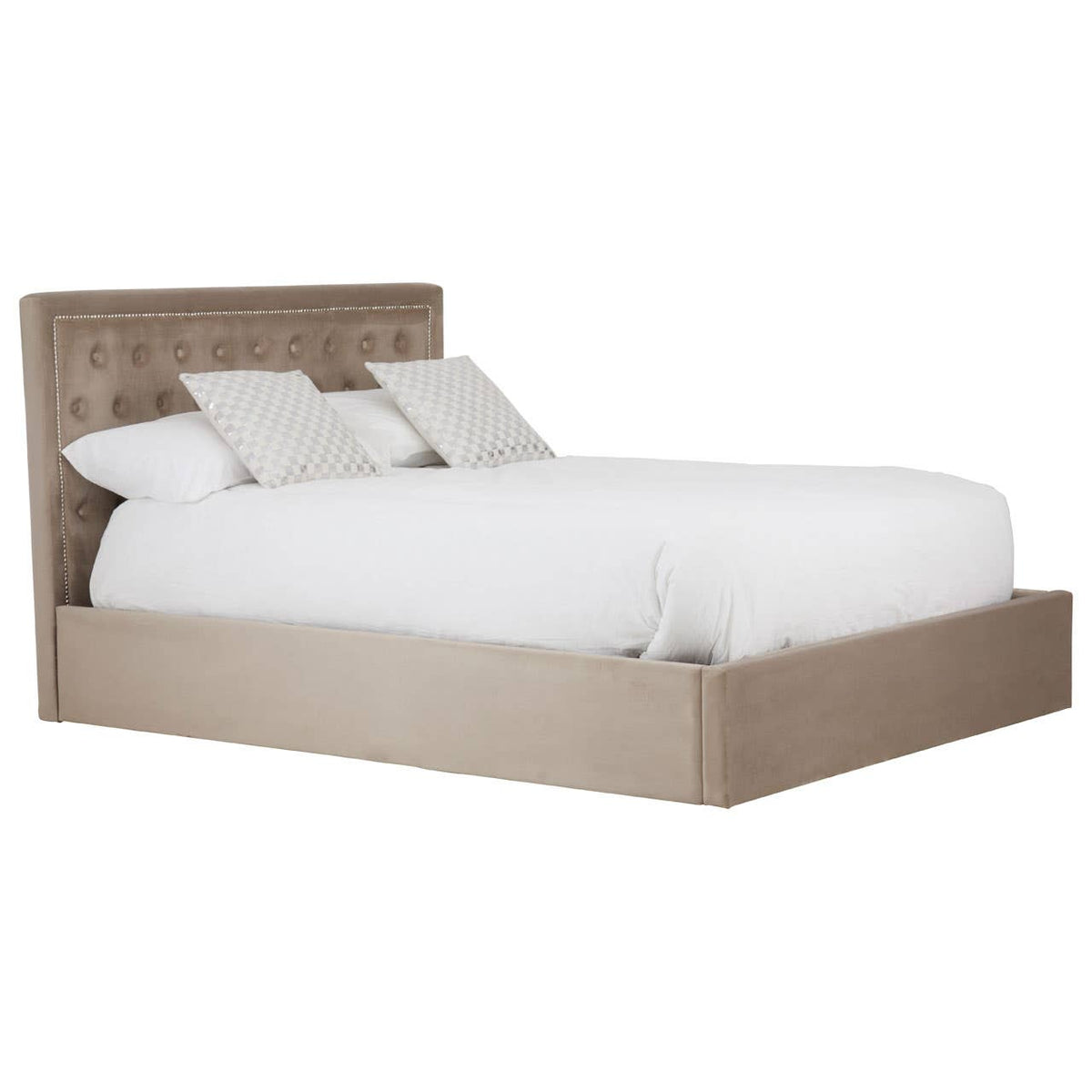 Hannah Mink Velvet Double Ottoman Bed.