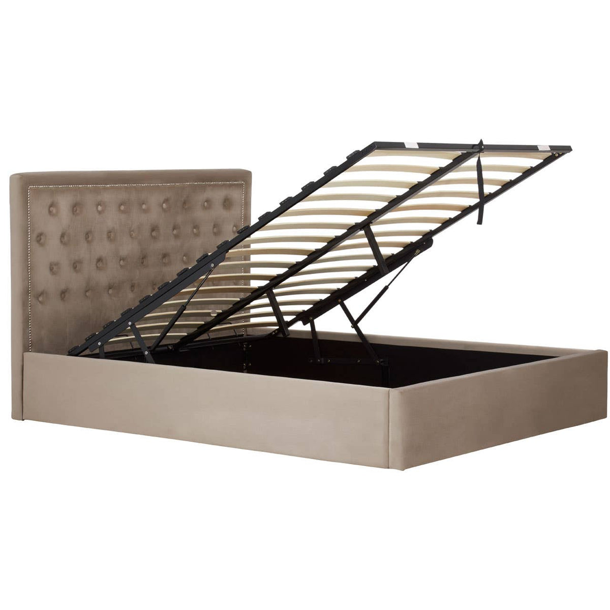 Hannah Mink Velvet Double Ottoman Bed.