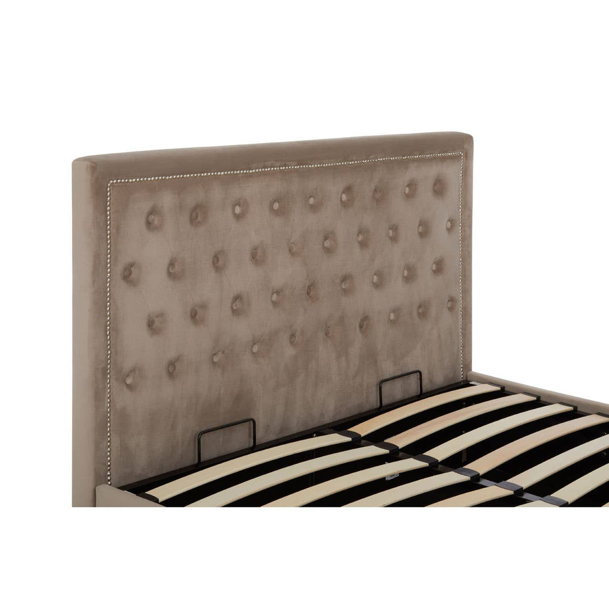 Hannah Mink Velvet Double Ottoman Bed.