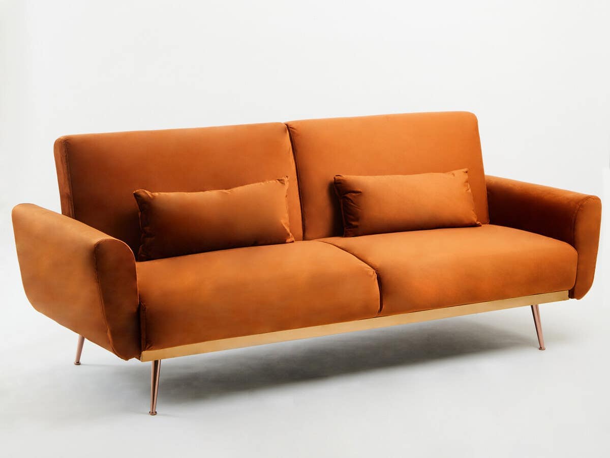 Noosa & Co. Sleeping Hatton Burnt Orange Velvet Sofa Bed House of Isabella UK