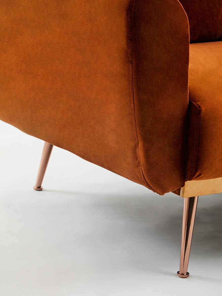 Hatton Burnt Orange Velvet Sofa Bed.