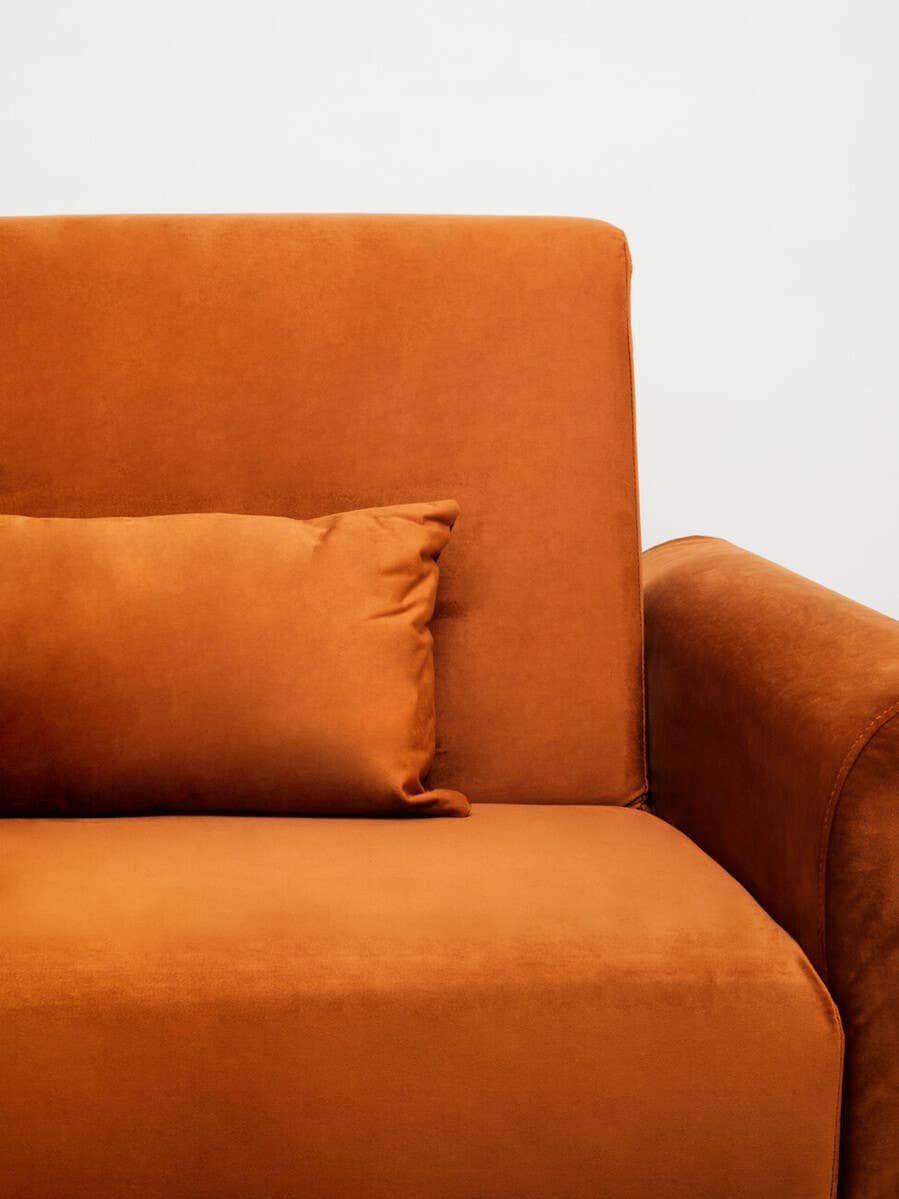 Hatton Burnt Orange Velvet Sofa Bed.