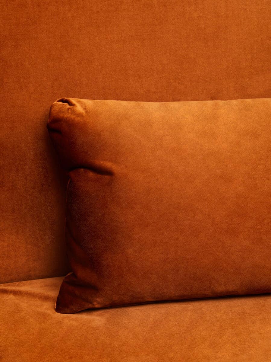 Hatton Burnt Orange Velvet Sofa Bed.