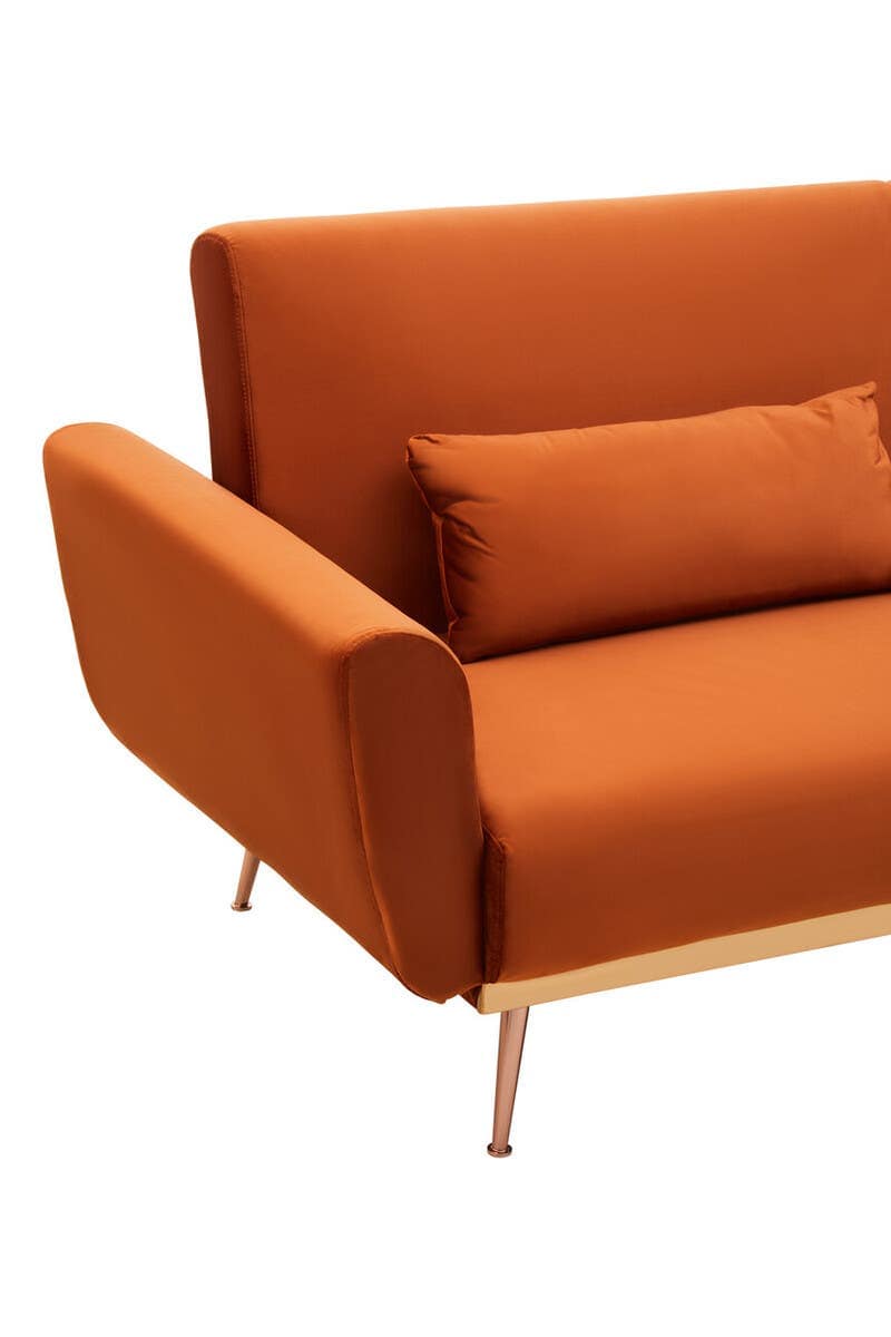 Hatton Burnt Orange Velvet Sofa Bed.