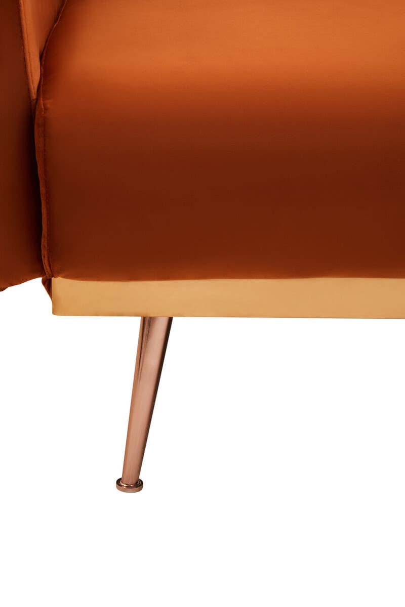 Hatton Burnt Orange Velvet Sofa Bed.