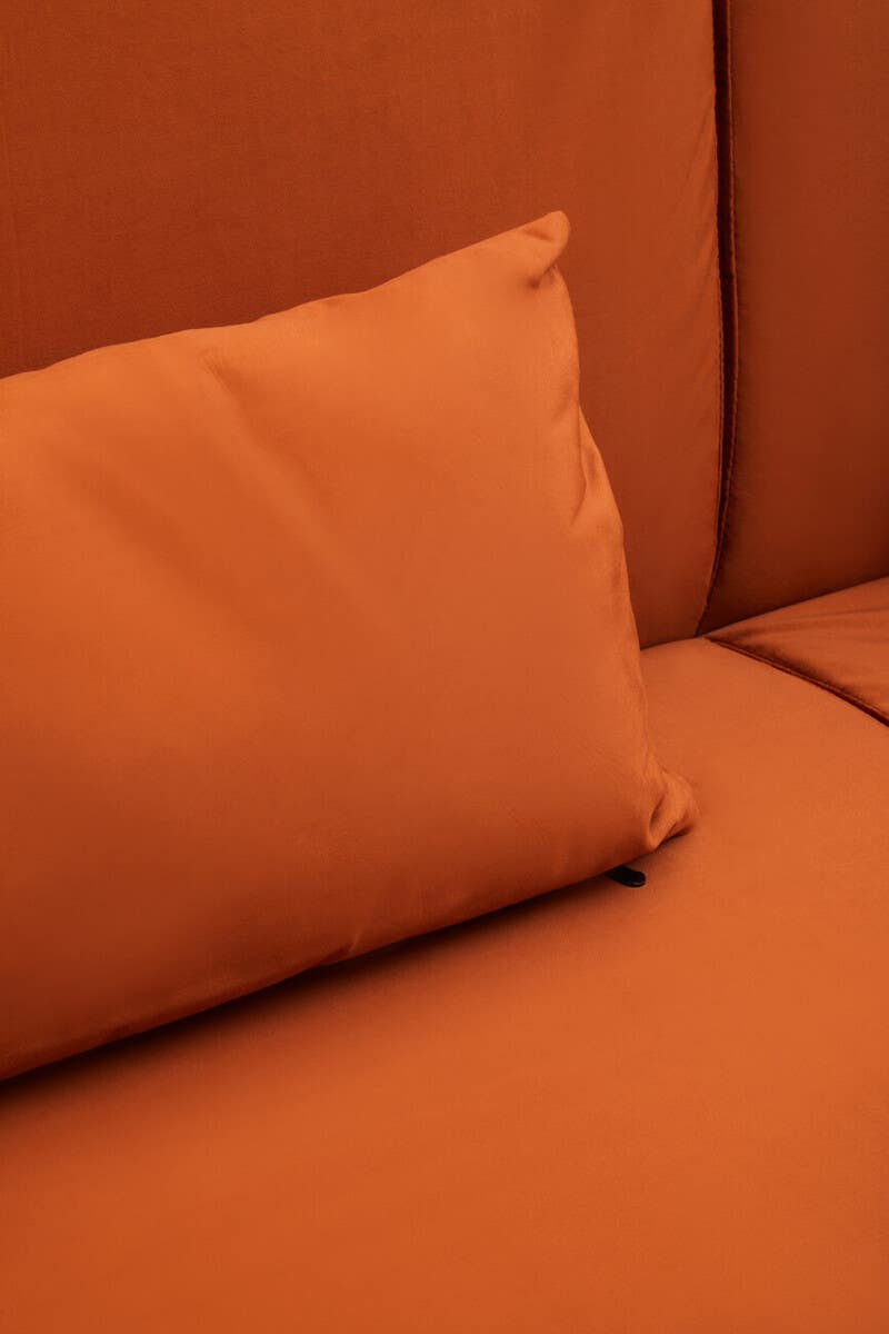Hatton Burnt Orange Velvet Sofa Bed.