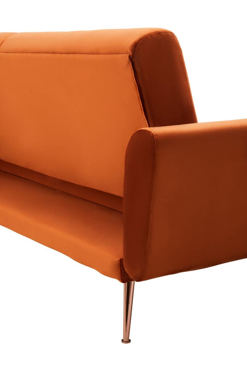 Hatton Burnt Orange Velvet Sofa Bed.