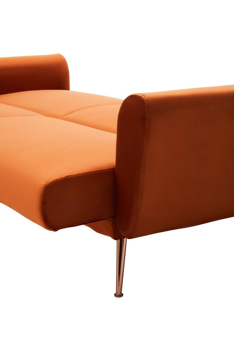 Hatton Burnt Orange Velvet Sofa Bed.