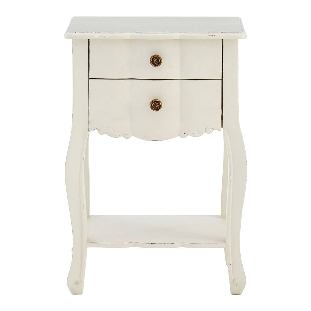 Loire 2 Drawer White Bedside Table.