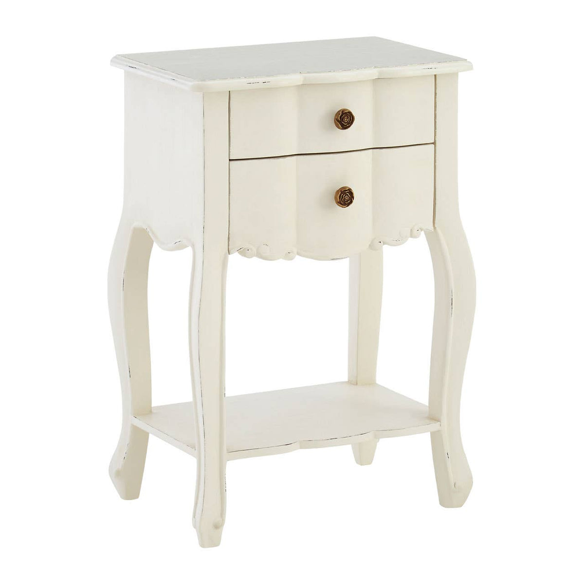 Loire 2 Drawer White Bedside Table.