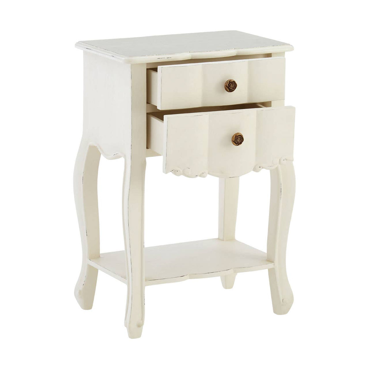 Loire 2 Drawer White Bedside Table.