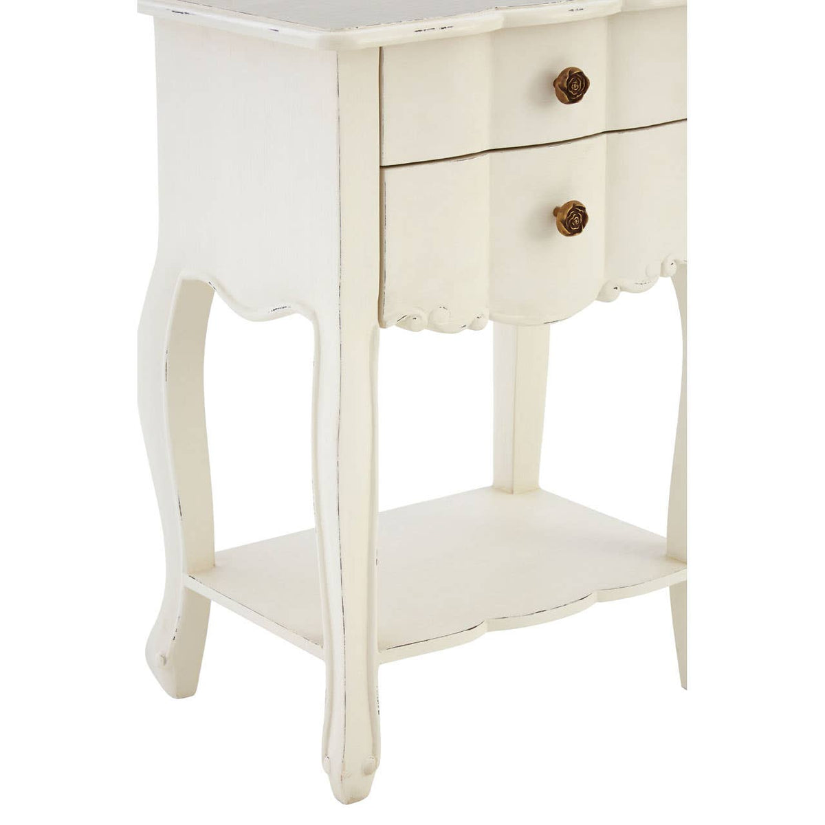 Loire 2 Drawer White Bedside Table.