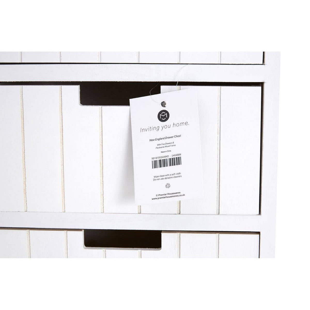 New England White Mdf 5 Drawers Chest.