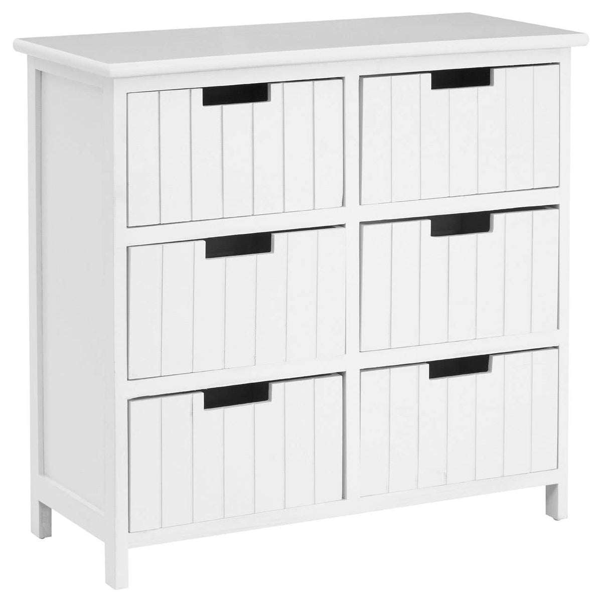 New England White Mdf 6 Drawers Chest.