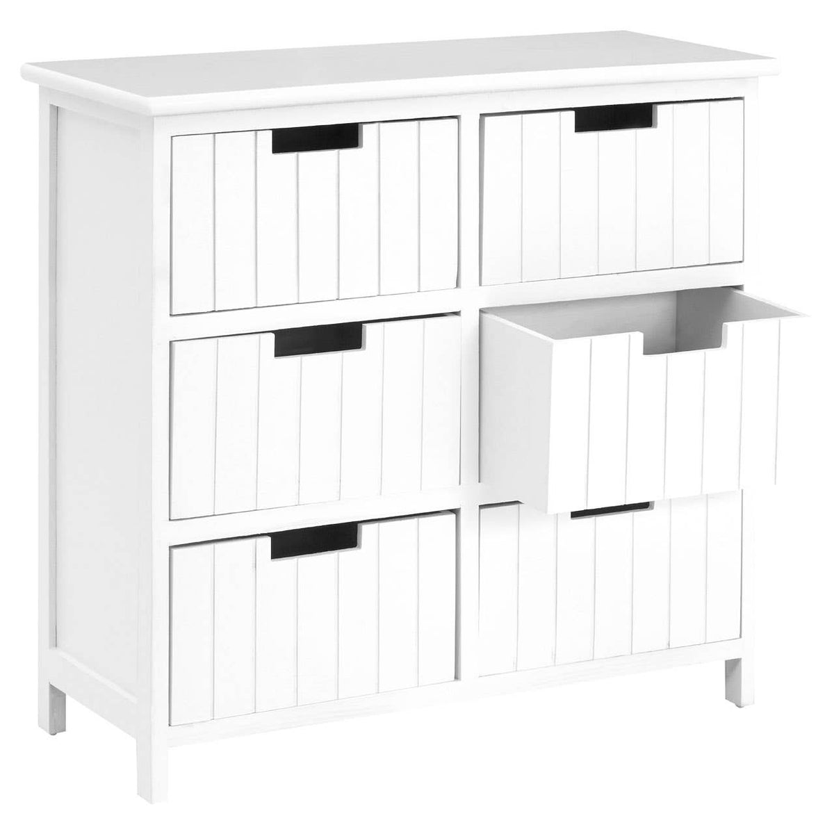 New England White Mdf 6 Drawers Chest.