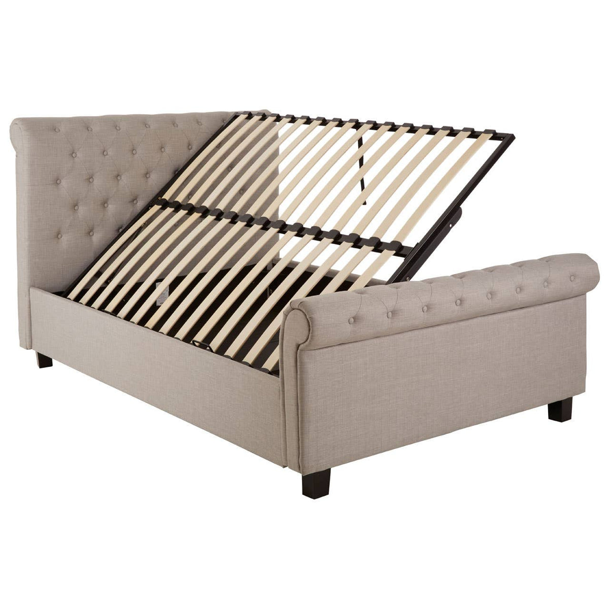 Orlando Light Grey Ottoman Double Bed.