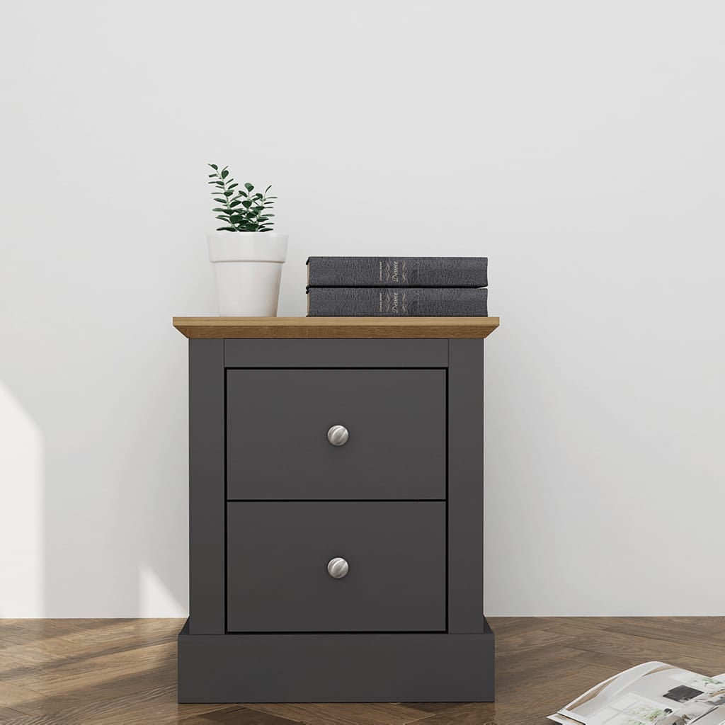 OTI Bedroom Devon Charcoal Bedside Cabinet House of Isabella UK