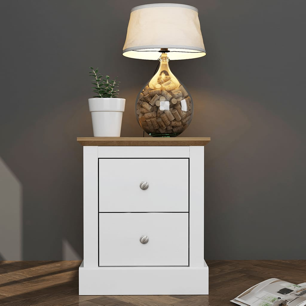 OTI Bedroom Devon White Bedside Cabinet House of Isabella UK