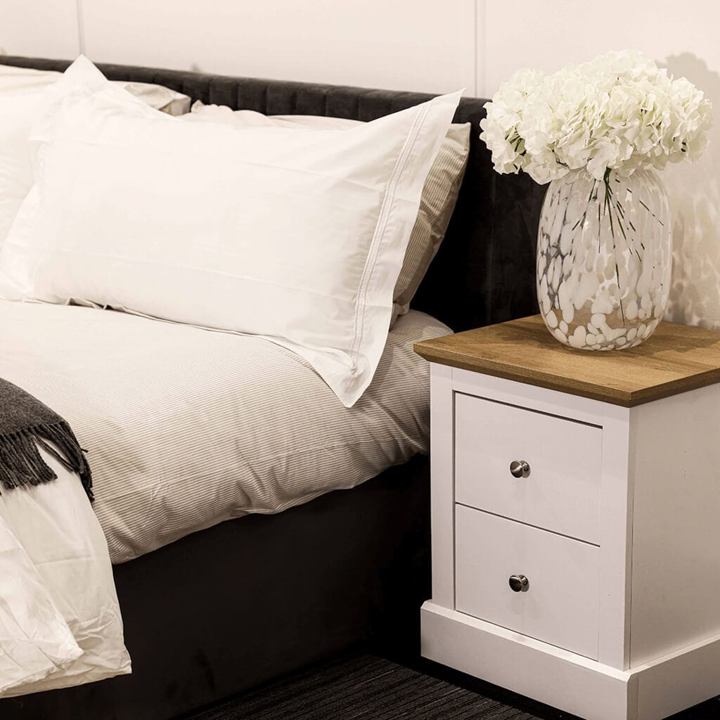 OTI Bedroom Devon White Bedside Cabinet House of Isabella UK