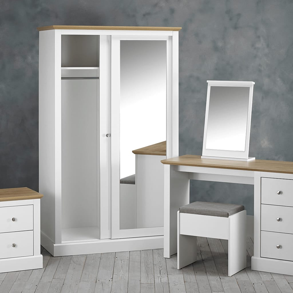 OTI Bedroom Devon White Double Sliding Wardrobe House of Isabella UK