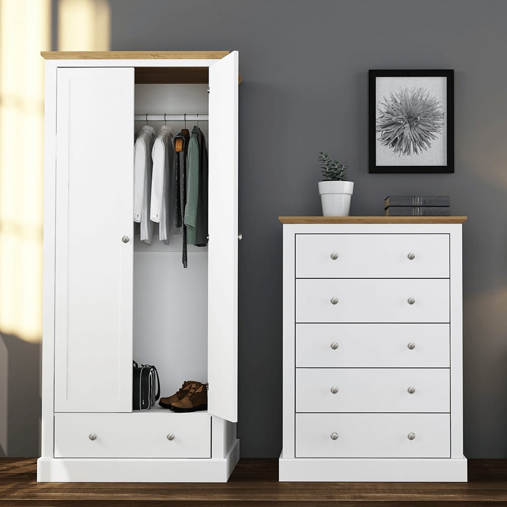 OTI Bedroom Devon White Double Wardrobe House of Isabella UK