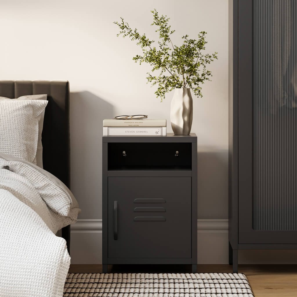 OTI Bedroom Dillon Black Bedside Cabinet House of Isabella UK