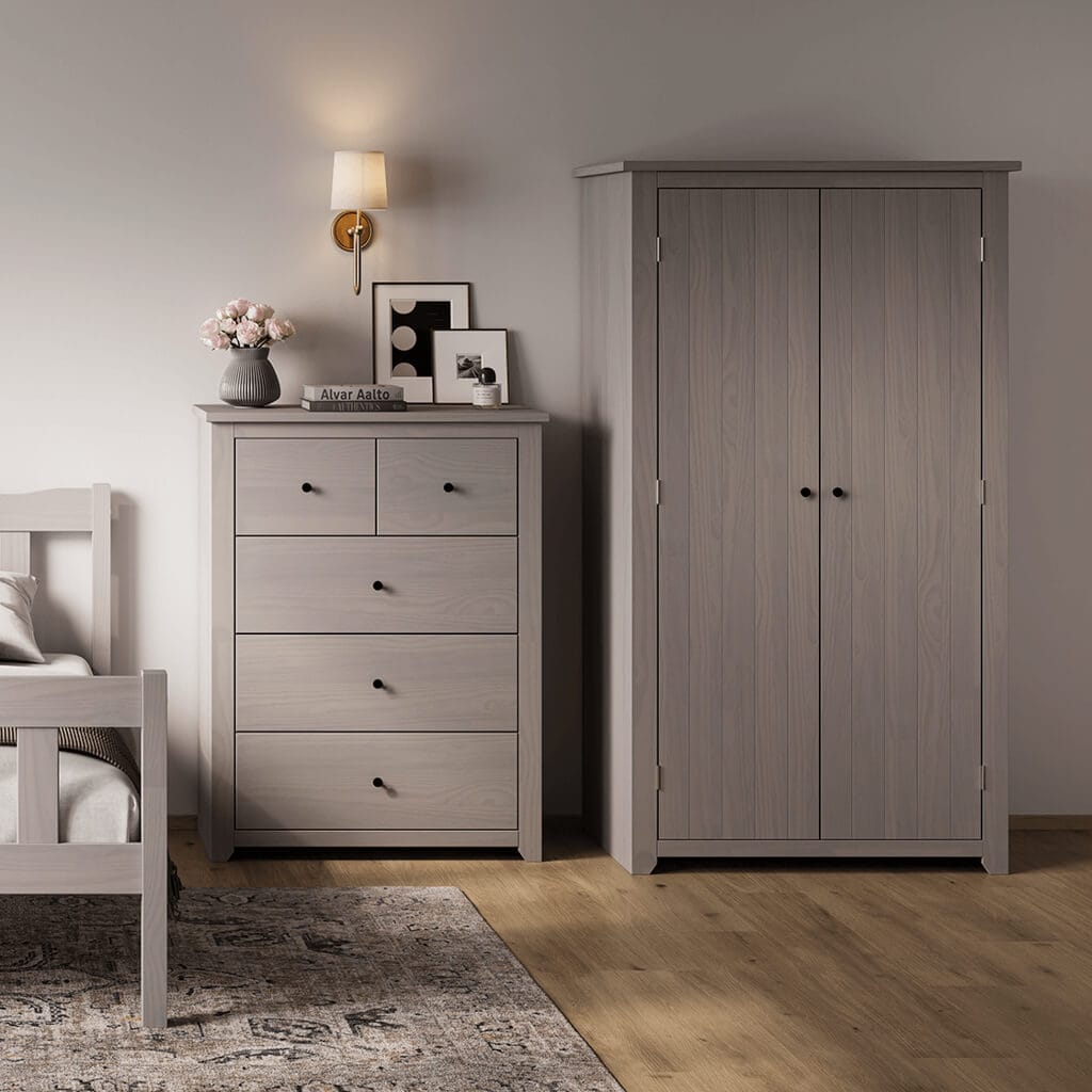 OTI Bedroom Havana Grey 2 Door Wardrobe House of Isabella UK